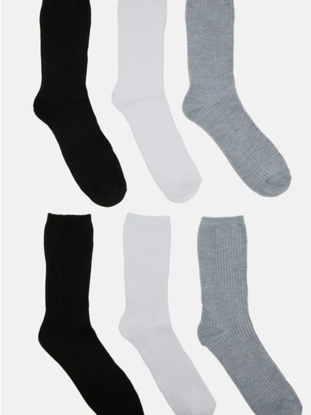 New Fashion Nova 3-Pack Crew Socks - Black, White & Gray